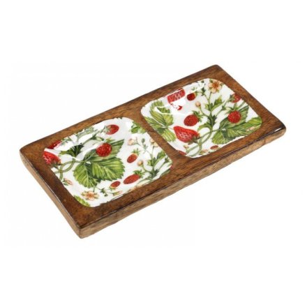 Wood & Enamel Strawberry Tray