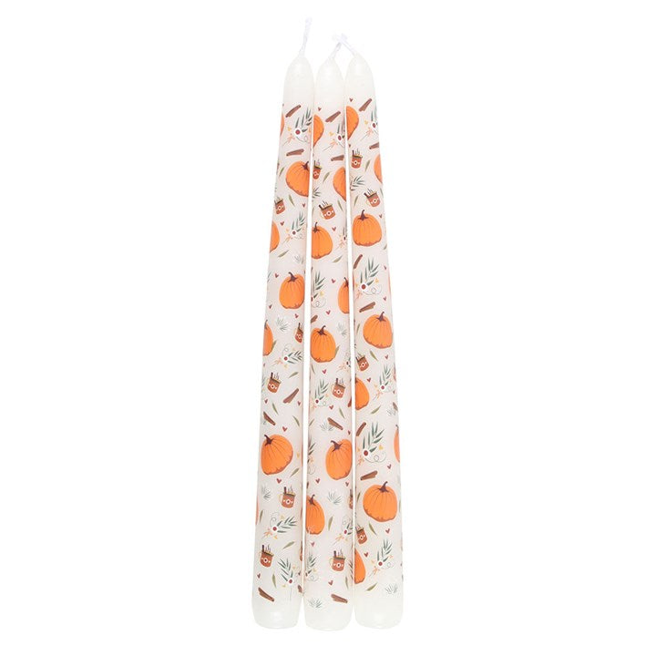 Set Of 3 Pumpkin Taper Candles