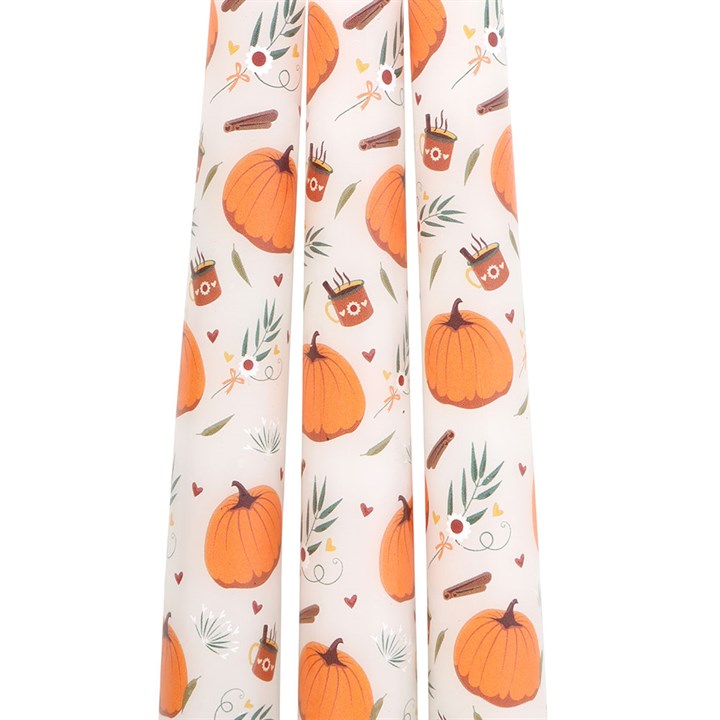 Set Of 3 Pumpkin Taper Candles