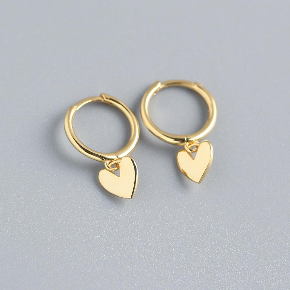 Heart Charm Huggie Earrings Gold