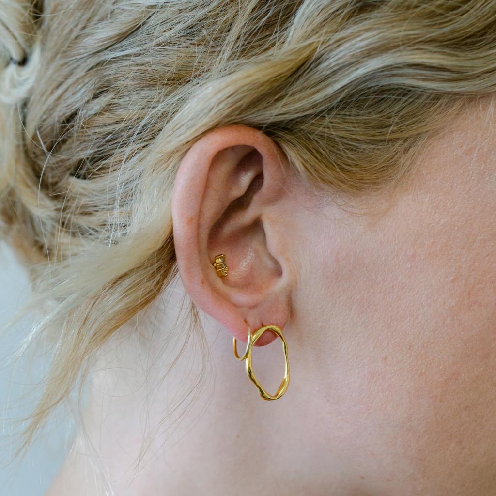 Misshapen Oval Earrings In Gold