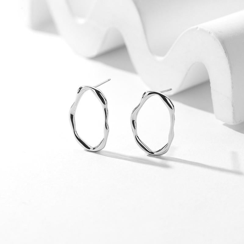 Misshapen Oval Earrings In Silver