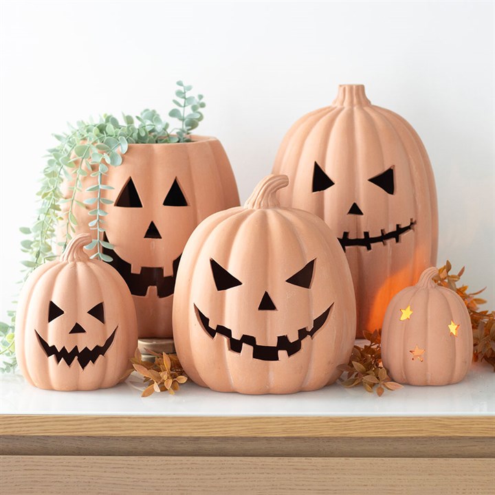 Terracotta Stars Pumpkin Tea Light Holder