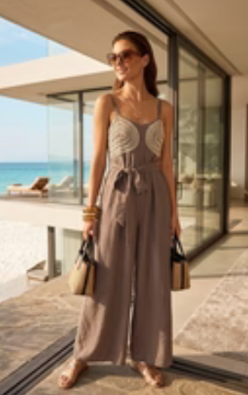 Carmen detail tie up thin strap jump suit