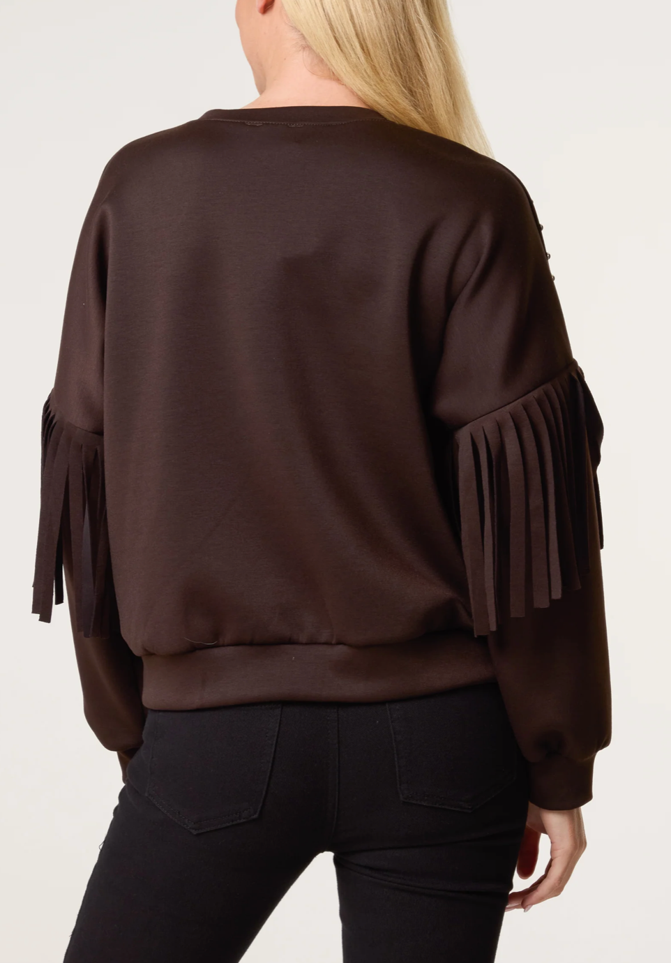 Abilene studs & Frill sweatshirt Brown