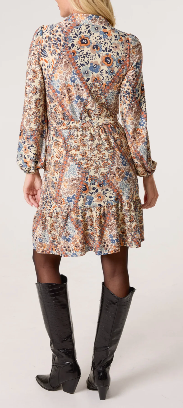 Camila mix print belted mini shirt dress