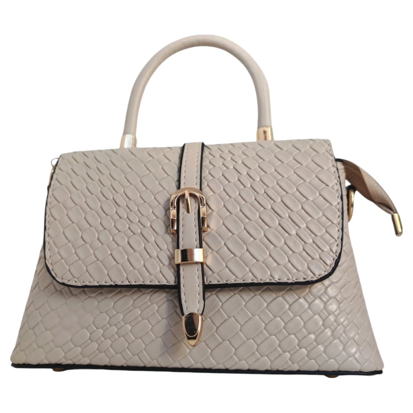 Josie Woven Effect Top Handle Bag - Beige