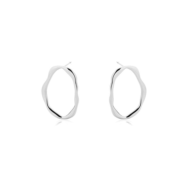 Misshapen Oval Earrings In Silver