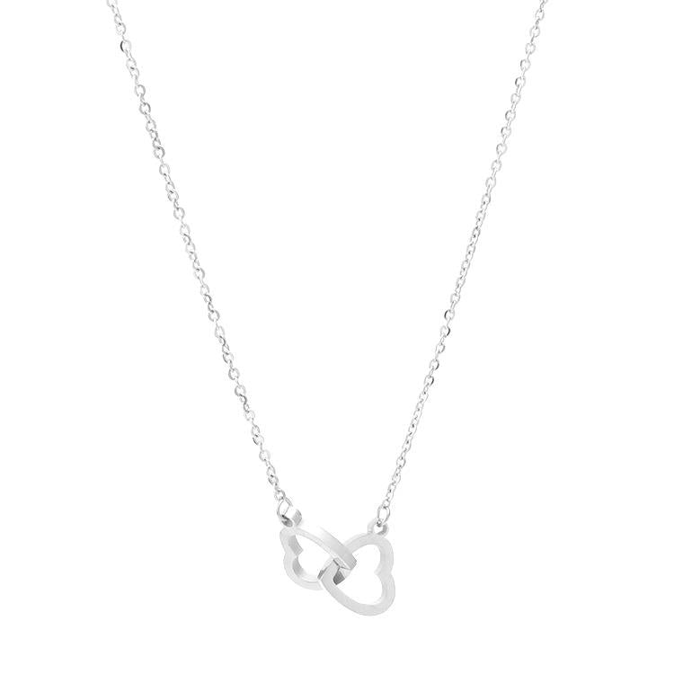 Linked Heart Necklace In Silver