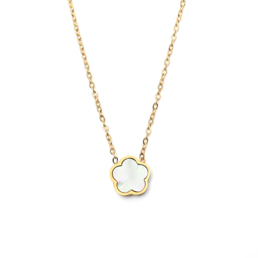 Flower Mother Of Pearl Necklace In Gold