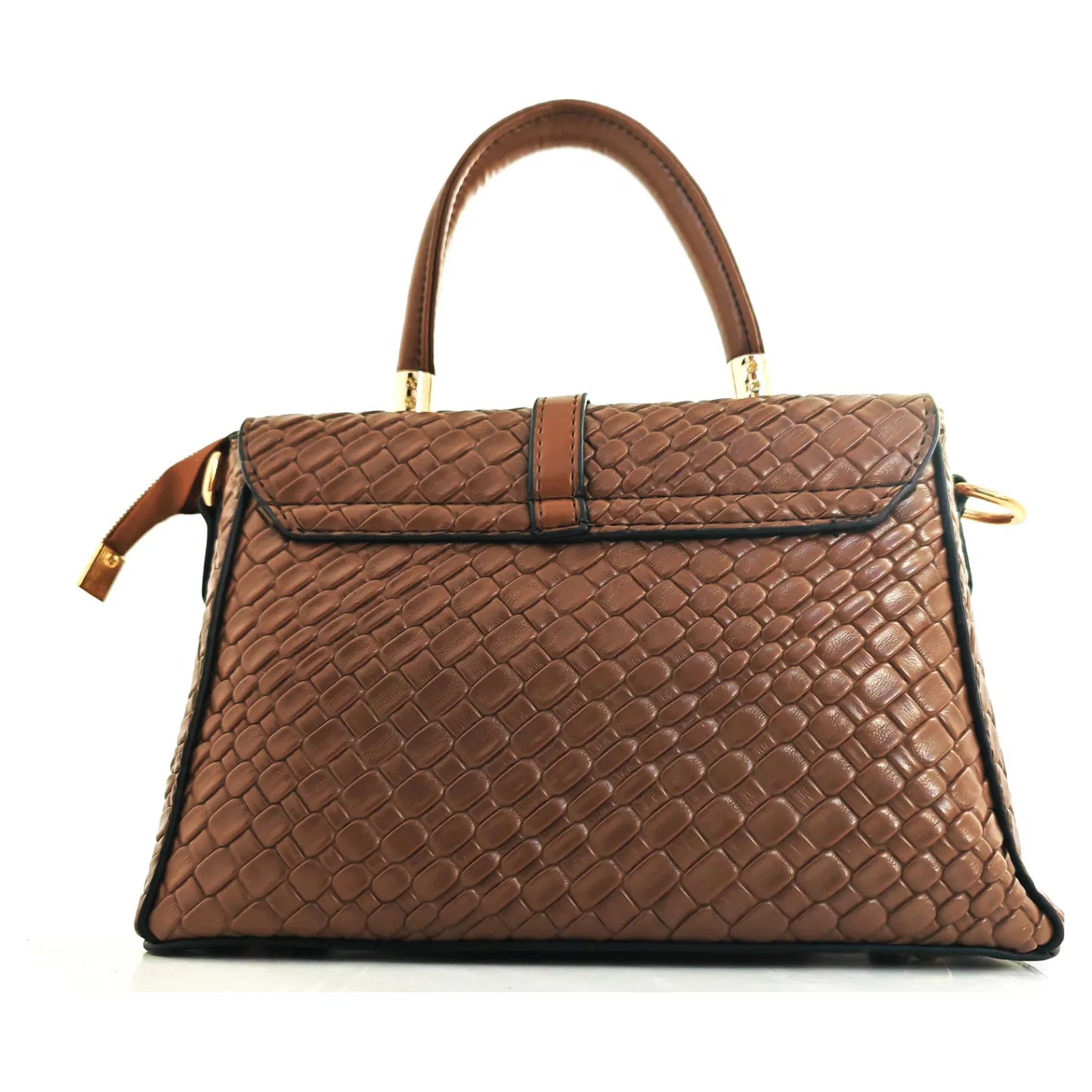 Josie Woven Effect Top Handle Bag - Tan