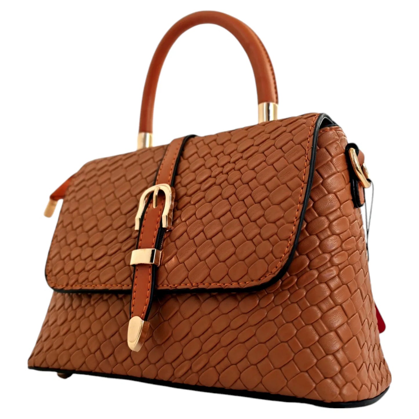Josie Woven Effect Top Handle Bag - Tan