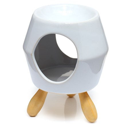 Abstract Ceramic Burner with Feet - White