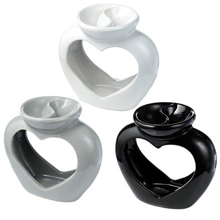 Heart Shaped Double Dish Wax Burner - Black