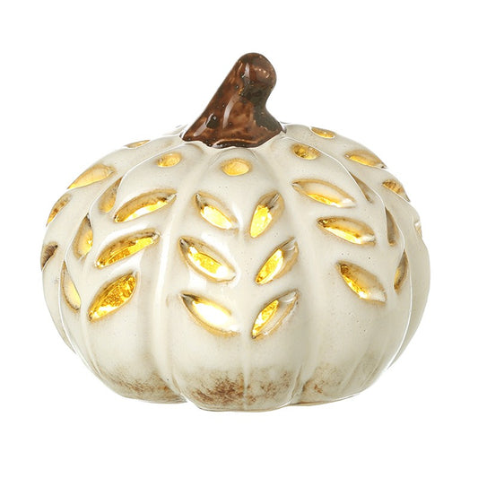 Cream Cut Out Light Up Pumpkin