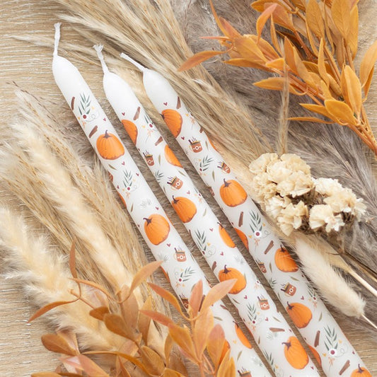 Set Of 3 Pumpkin Taper Candles