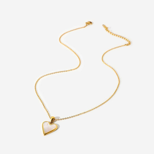 Mother of Pearl Heart Necklace in Gold