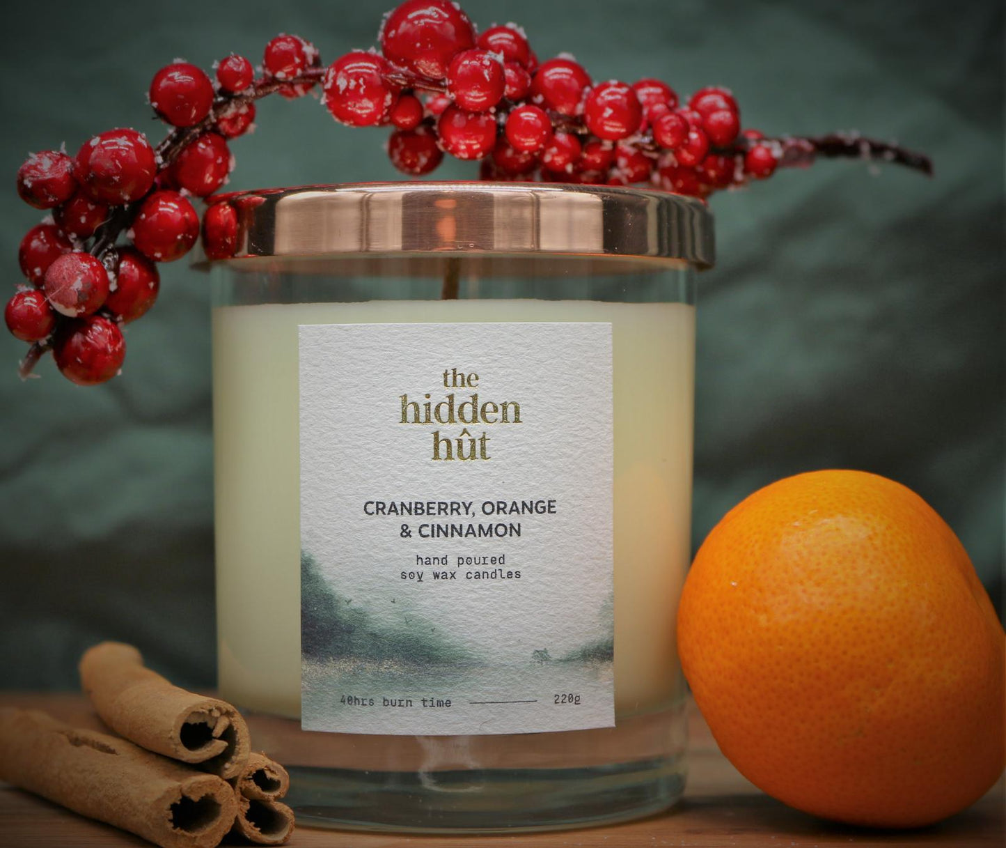 Cranberry, Orange & Cinnamon 220g Candle