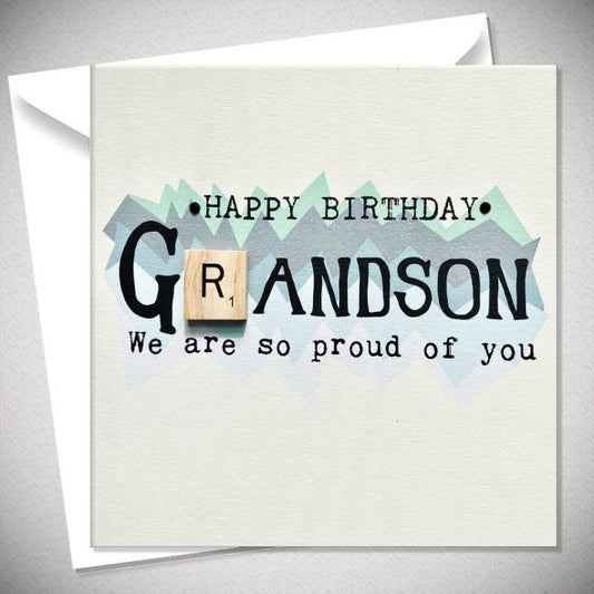 Grandson Scrabble Happy Birthday Card
