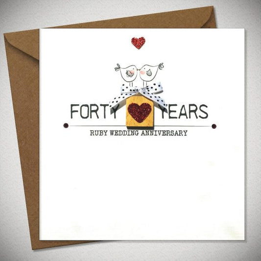 Fourty - Ruby Wedding Anniversary Card