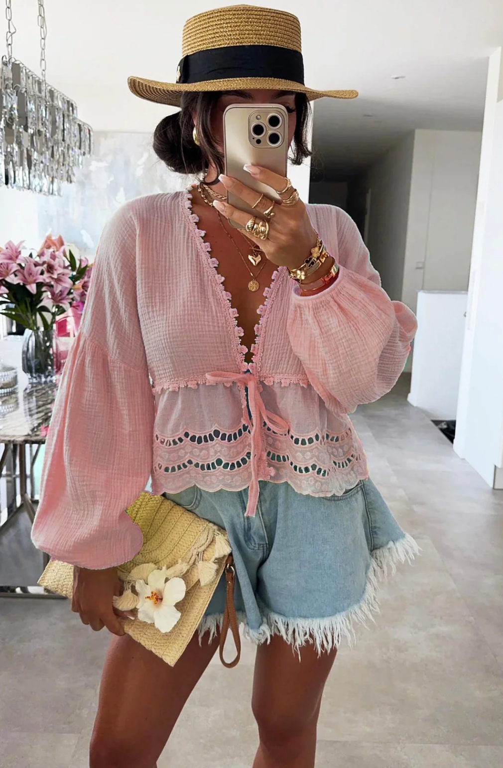 Freya Cotton Gauze style tie up top