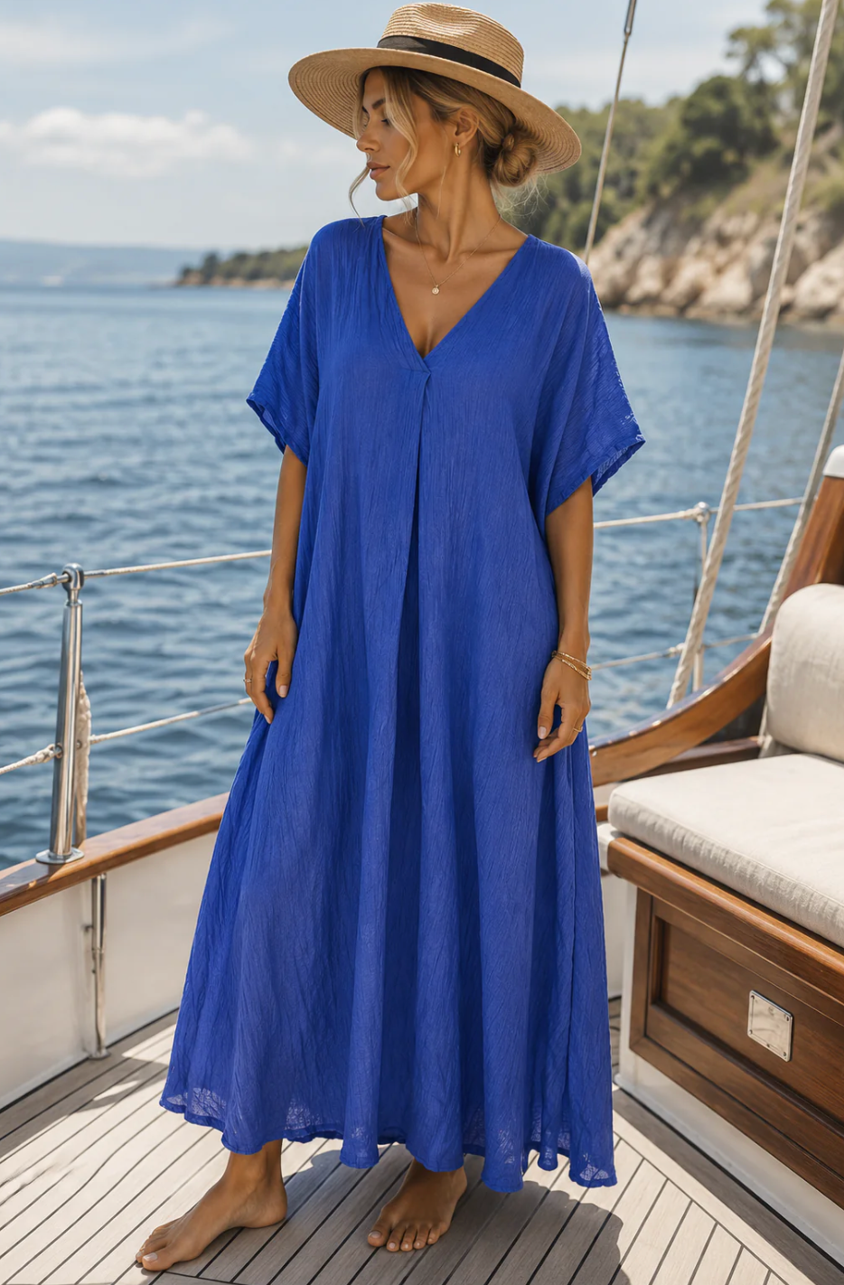 Simona Crinkle V neck Dress