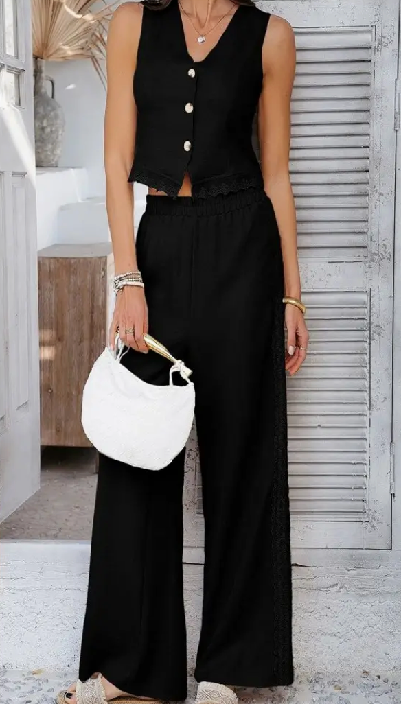 Buttoned top & trousers co-ord