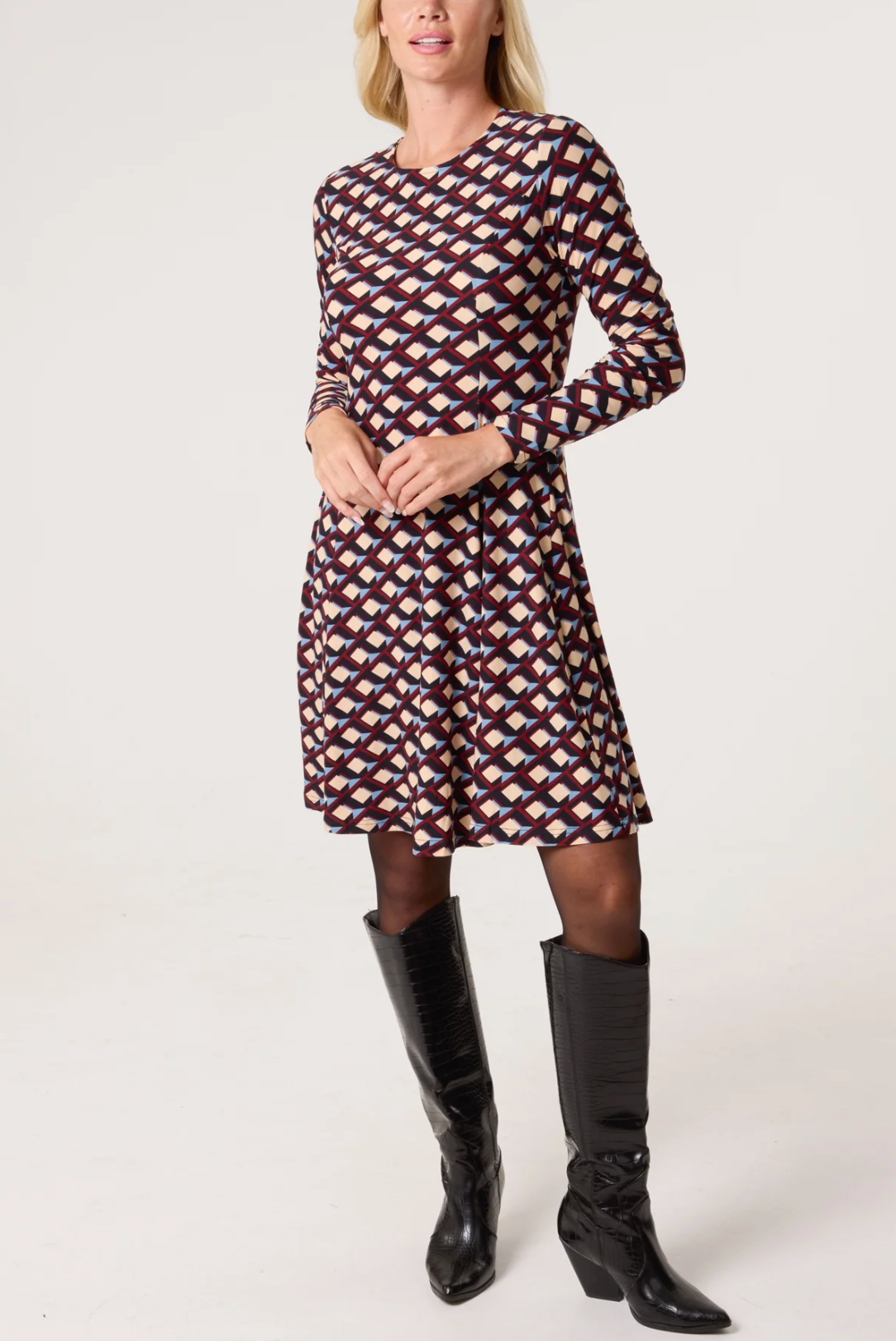 Moira geo fit & Flare mini dress