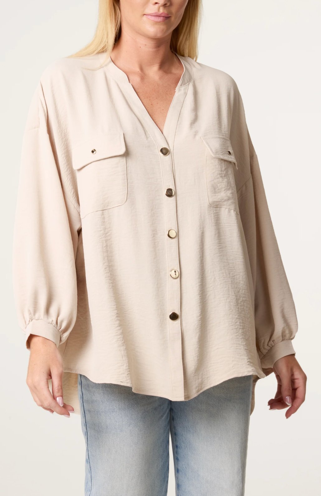 Diana gold button packet shirt