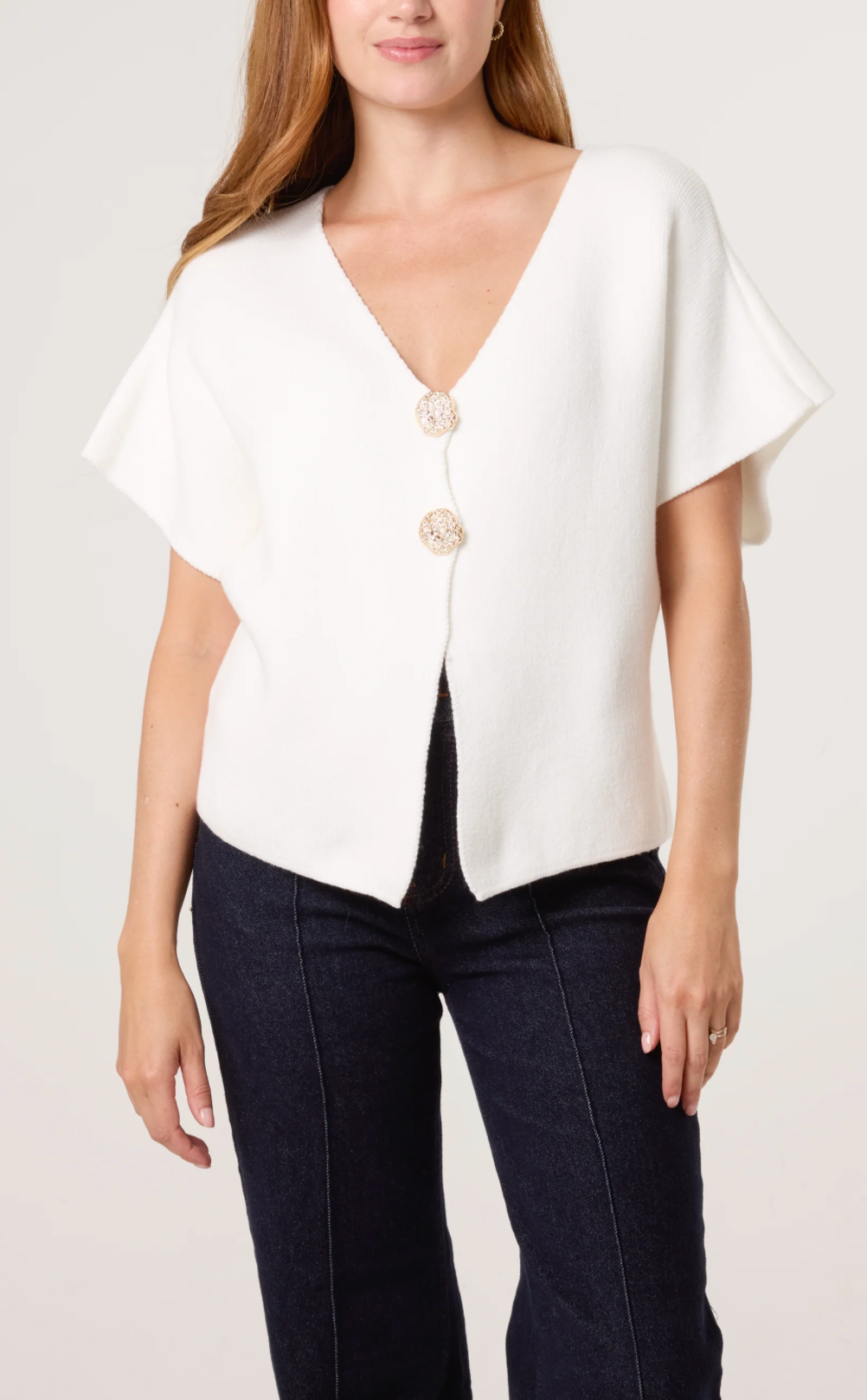 Ellie-Mae v Neck Cardigan Cream