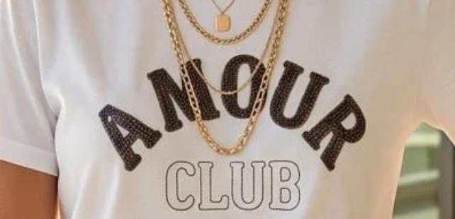 Amour Sequin embellished slogan T shirt