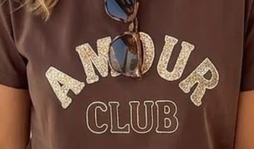 Amour Sequin embellished slogan T shirt