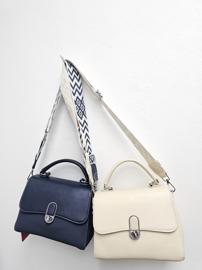 Oxford Medium Two-toned Satchel Bag with Canvas St