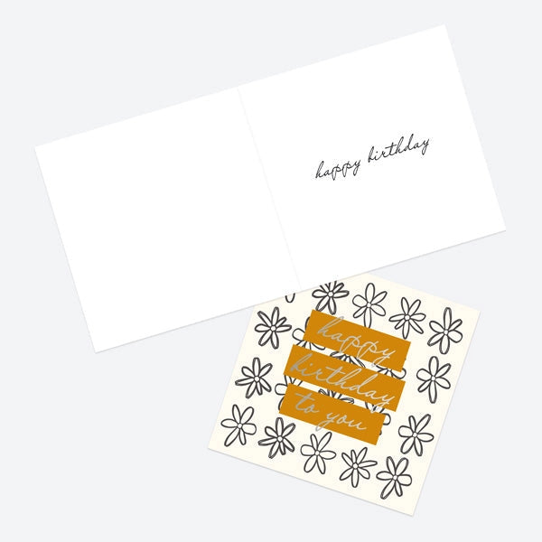 Orange Flower Birthday Card