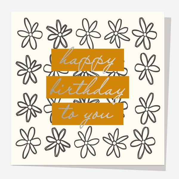 Orange Flower Birthday Card