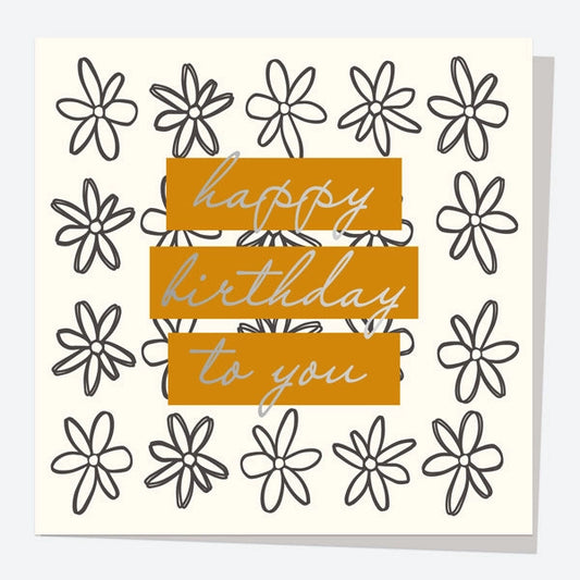 Orange Flower Birthday Card
