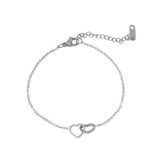 Linked Heart Bracelet In Silver
