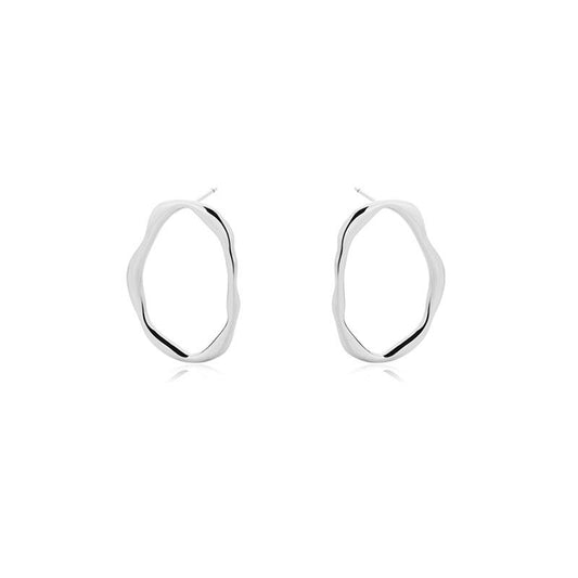 Misshapen Oval Earrings In Silver