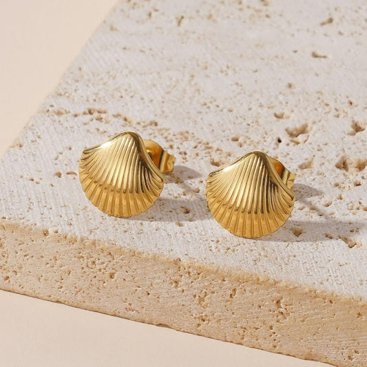 Shell Stud Earrings In Gold