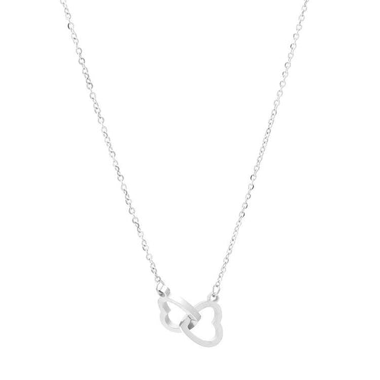 Linked Heart Necklace In Silver
