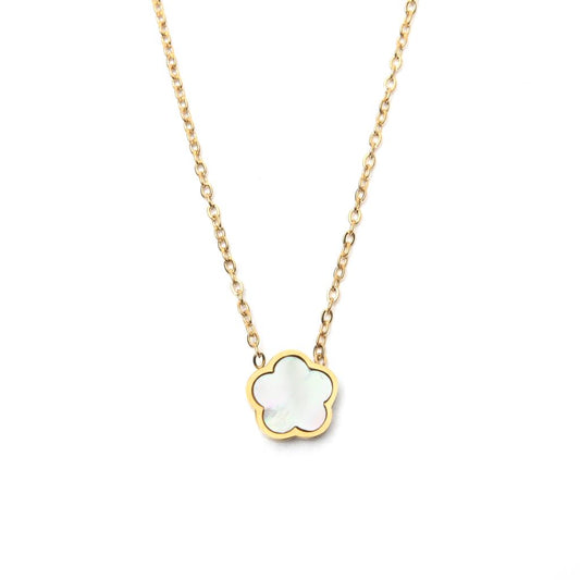 Flower Mother Of Pearl Necklace In Gold