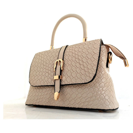 Josie Woven Effect Top Handle Bag - Beige