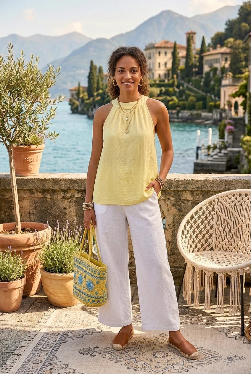 Mia Halter neck linen top