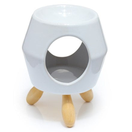 Abstract Ceramic Burner with Feet - White