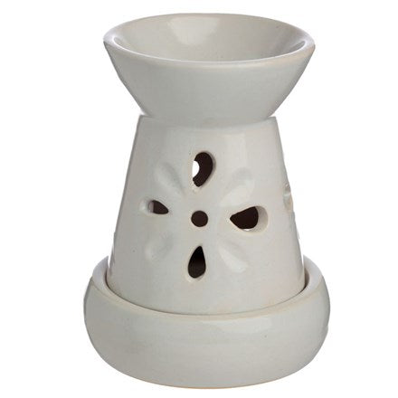 Floral Cut Out Ceramic Burner - White