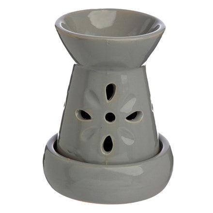 Floral Cut Out Ceramic Burner - Grey